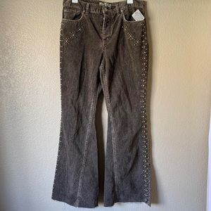 New Free People Embellished Brown Corduroy Pants